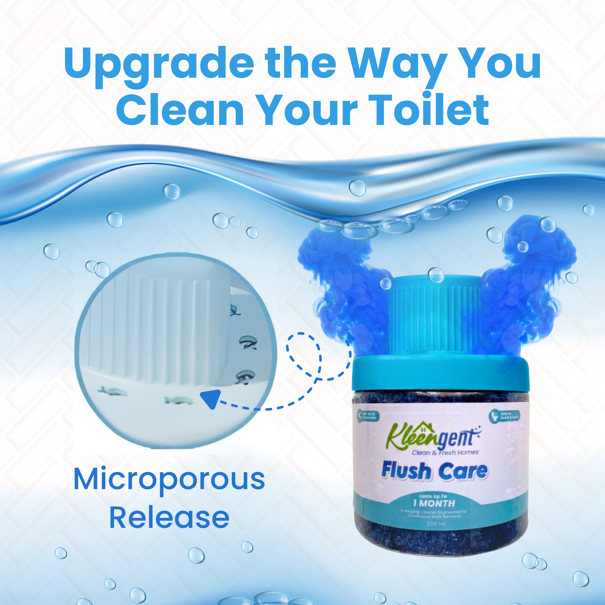 Kleengent Automatic Toilet Bowl Cleaner Flush Care | Odor Control | Safe for Bowl & Tank