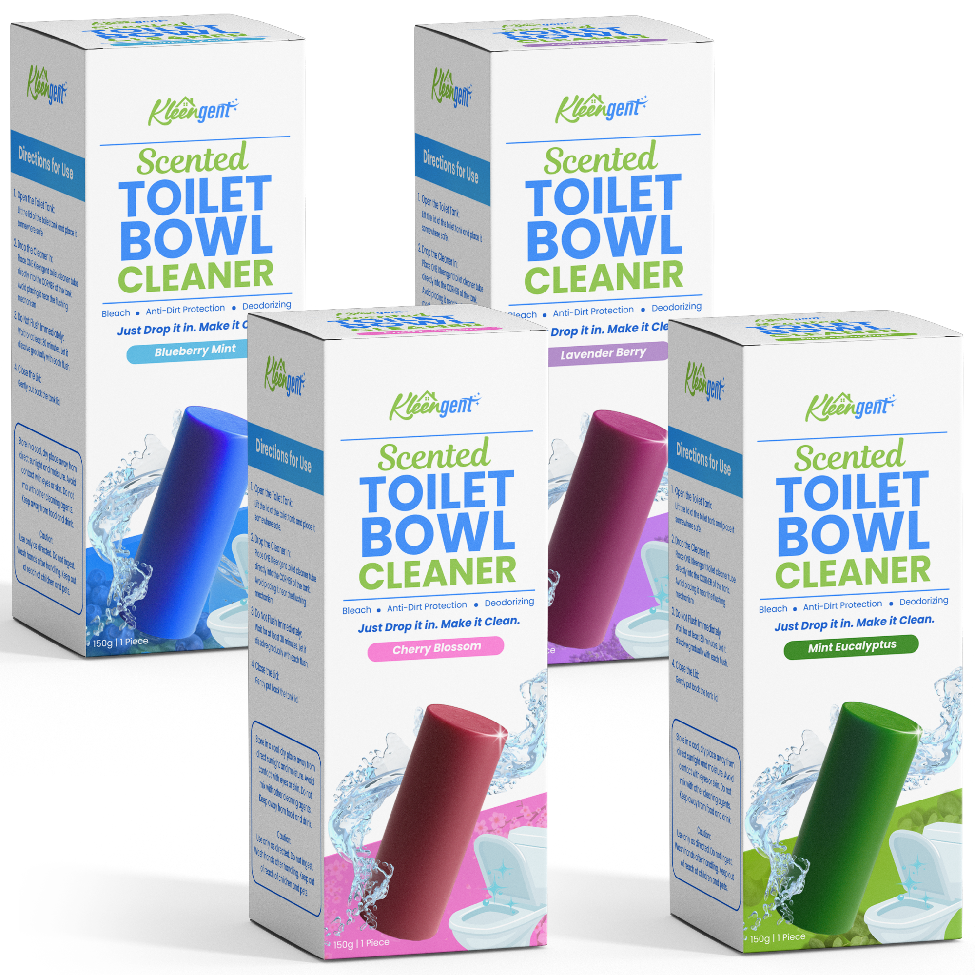 Kleengent Toilet Bowl Cleaner All Scents Scented Bleach for Fresh Flush 150g