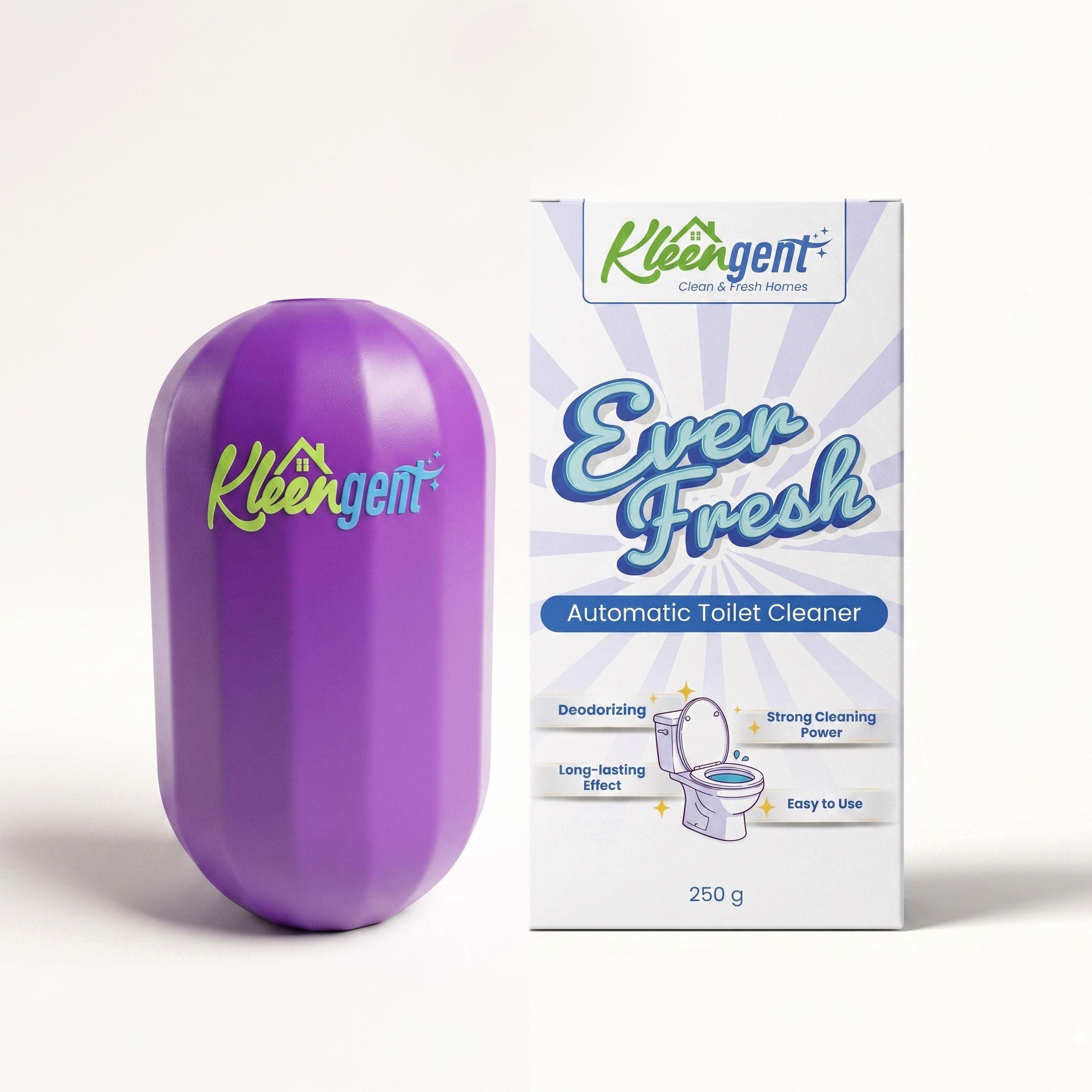 Kleengent Ever Fresh – NEW & IMPROVED Automatic Scented Toilet Bowl Cleaner  –  Blueberry + Lavender