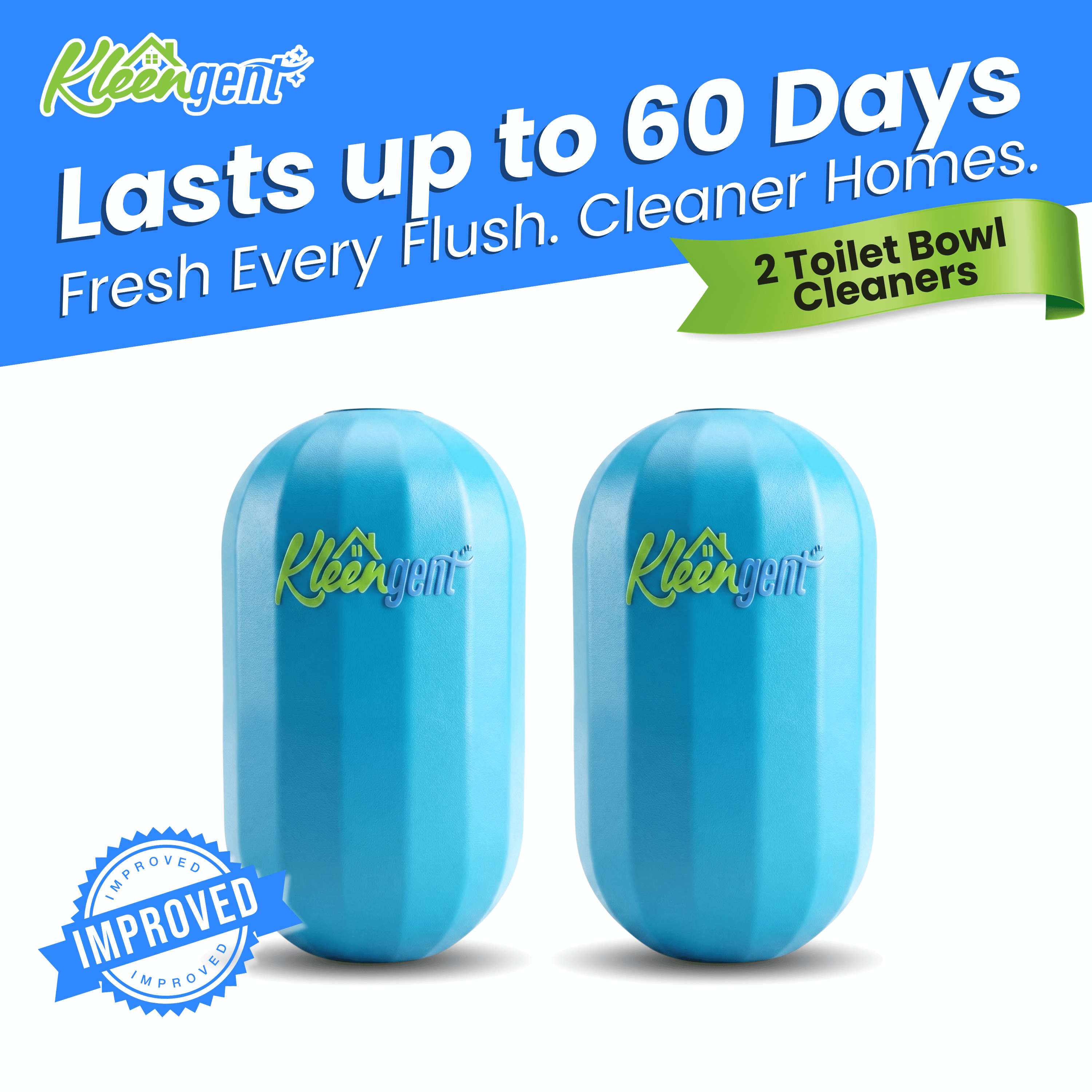 Kleengent Ever Fresh – NEW & IMPROVED Automatic Scented Toilet Bowl Cleaner  –  Blueberry + Lavender