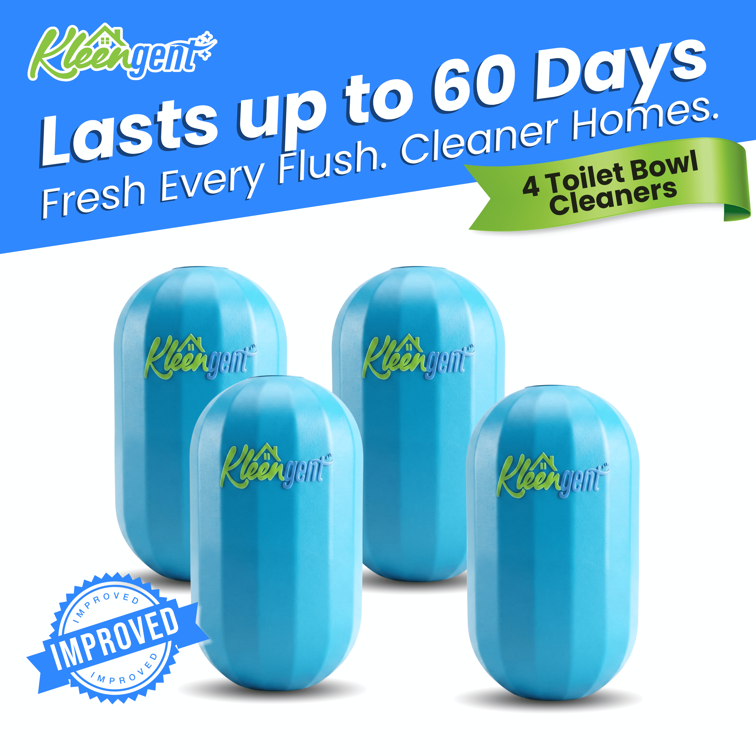Kleengent Ever Fresh – NEW & IMPROVED Automatic Scented Toilet Bowl Cleaner  –  Blueberry + Lavender
