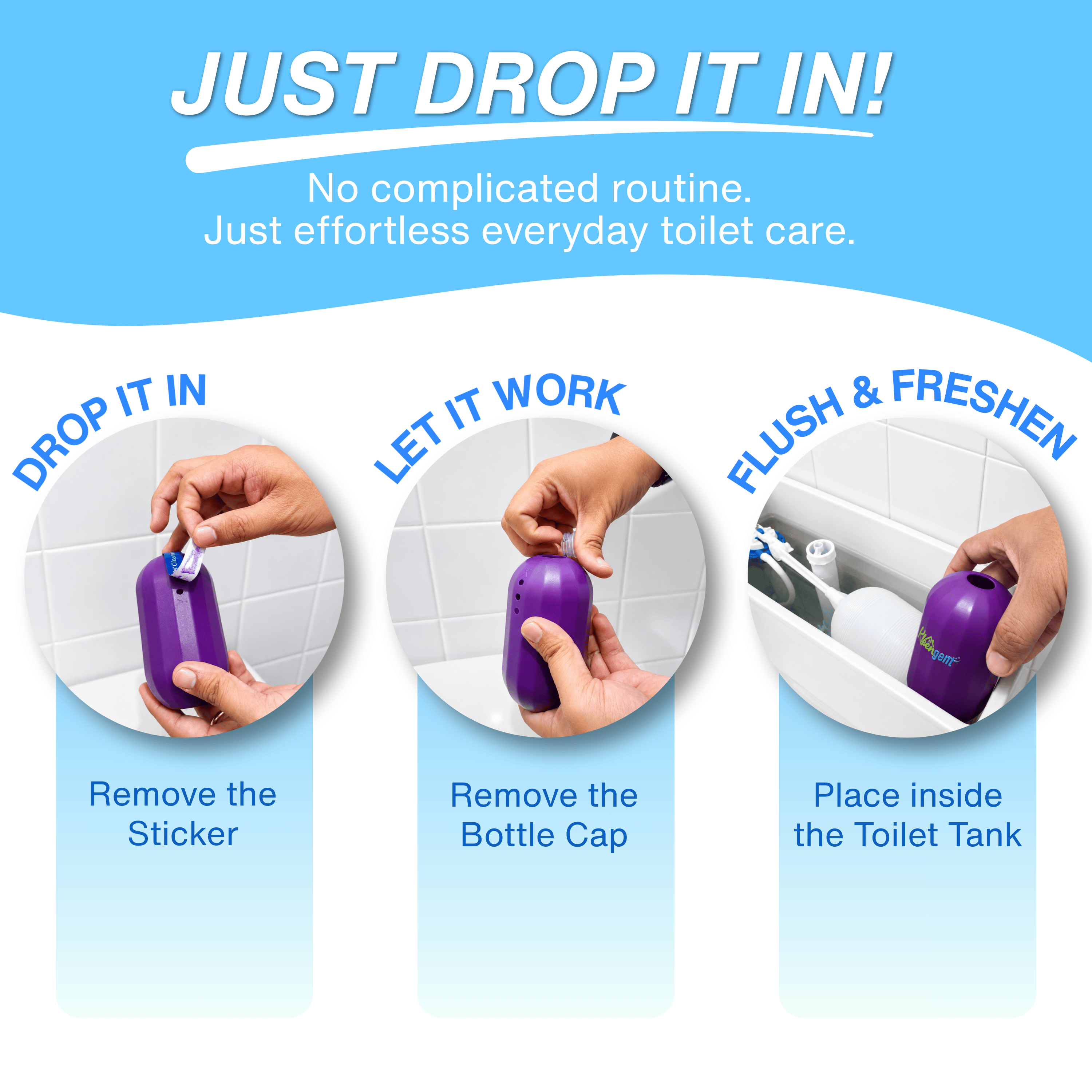 Kleengent Ever Fresh – NEW & IMPROVED Automatic Scented Toilet Bowl Cleaner  –  Blueberry + Lavender