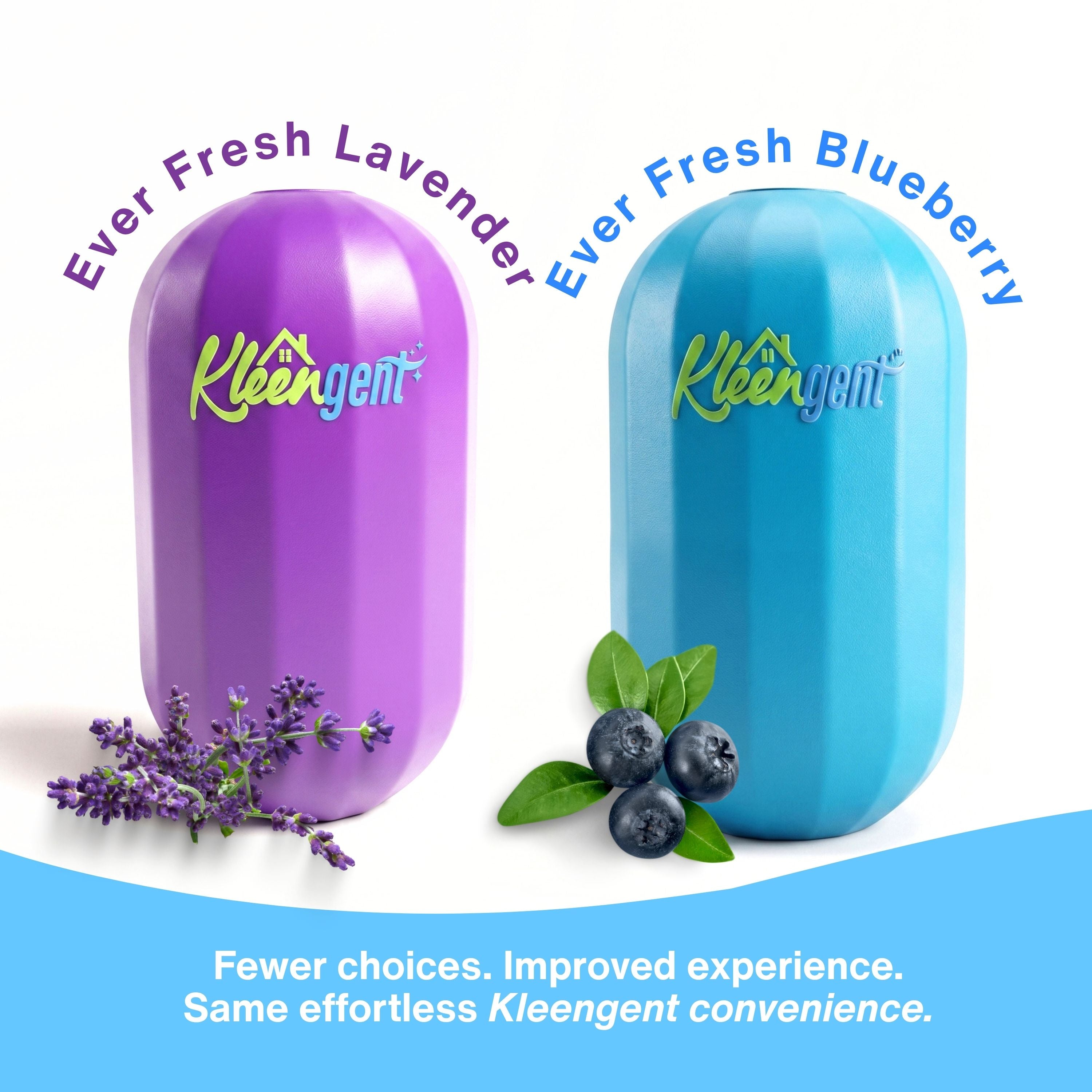 Kleengent Ever Fresh – NEW & IMPROVED Automatic Scented Toilet Bowl Cleaner  –  Blueberry + Lavender