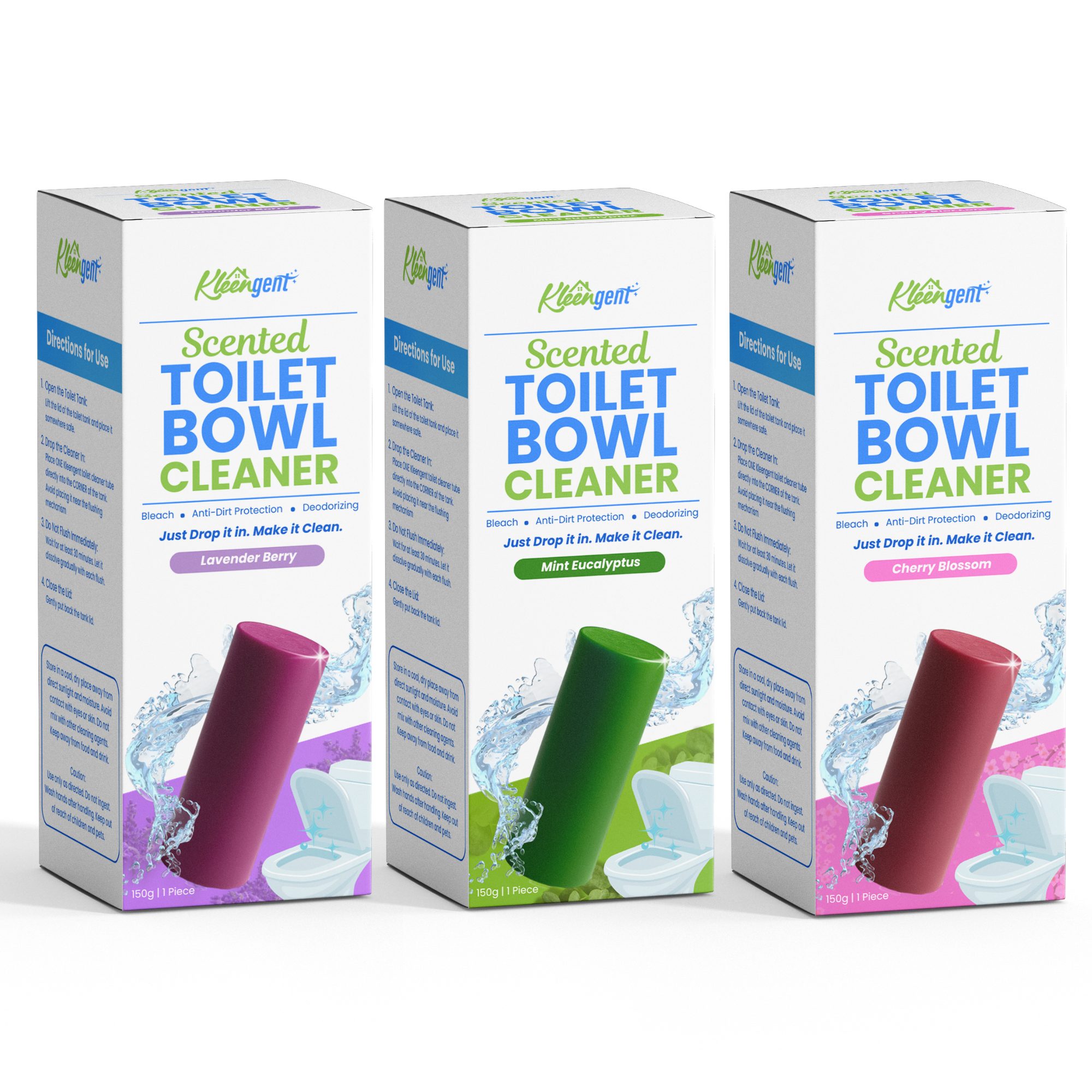 Kleengent Toilet Bowl Cleaner All Scents Scented Bleach for Fresh Flush 150g